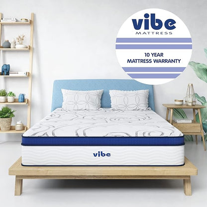 Vibe Quilted Hybrid Mattress, 12-Inch Innerspring and Pillow Top Gel Memory Foam Mattress, Fiberglass Free, CertiPUR-US Certified Bed in a Box, Queen