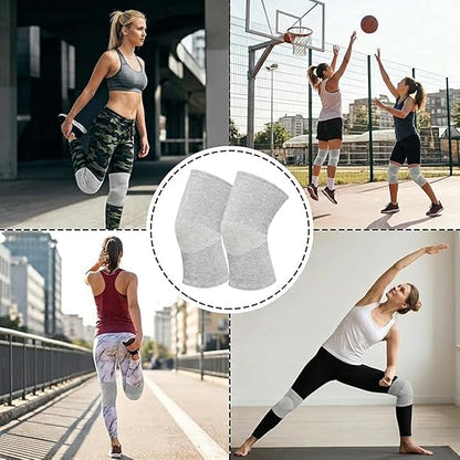 Premium Bamboo Knee Sleeve - 1 Pair Bamboo Compression Knee Sleeve for Women & Men, Anti-Slip Elastic Sport Warm Knee Brace for Arthritis (Gray,X-Large)