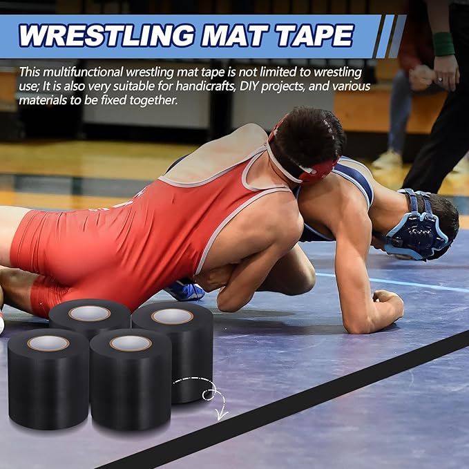 Pangda Wrestling Mat Tape 3 or 4 Inch Heavy Duty 7 Mil PVC Carpet Tape for Wrestling Grappling Exercise Mats Seaming Cover Gym Floor Carpet Seam
