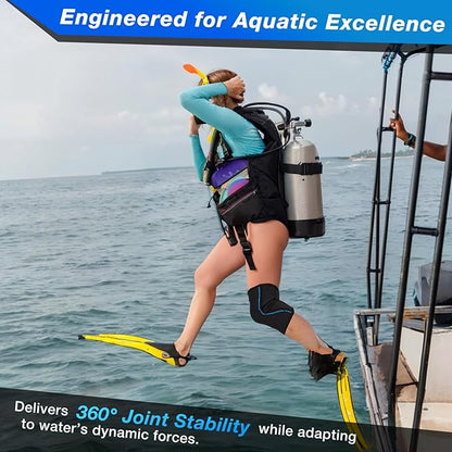 Nvorliy AquaFlex Pro Knee Brace, Compression Knee Sleeve for Swimming, Aquatic, Sailing, Scuba Diving, Surfing, Paddle Boarding, Kayaking & Injury Recovery – Supports Women & Men