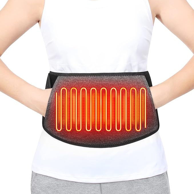 Heated Waist Belt, Cordless Heating Pad for Lower Back and Belly, Rechargeable Battery Powered