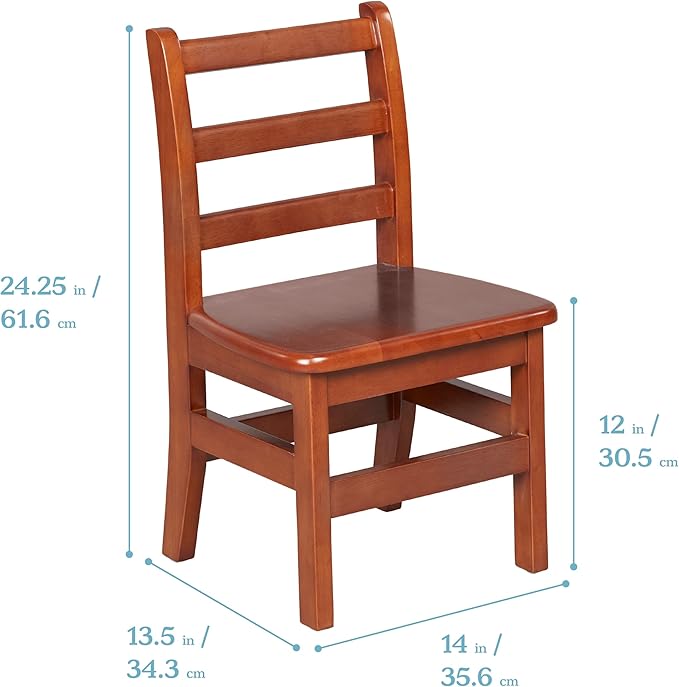 ECR4Kids 24in x 36in Rectangular Hardwood Table and Chair Set, 12in Seat Height, Kids Furniture, Dark Walnut