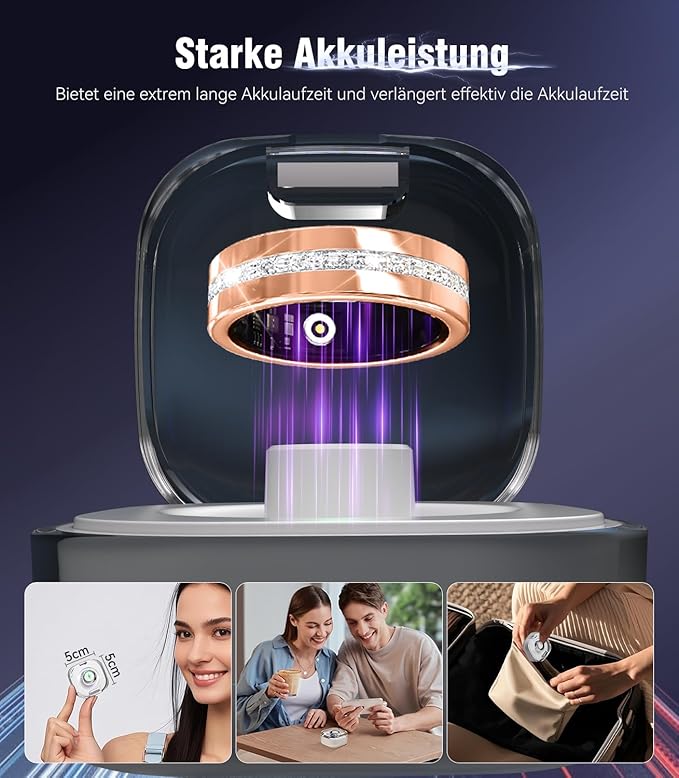 10 Gen Diamond Smart Ring and Wireless Charging Case【Industry Ranking No.1 – 0 Measurement Error】 2026 Smart Ring for Women & Men for Sleep Tracking Wearable Device,Fitness Ring【Gold 7#】