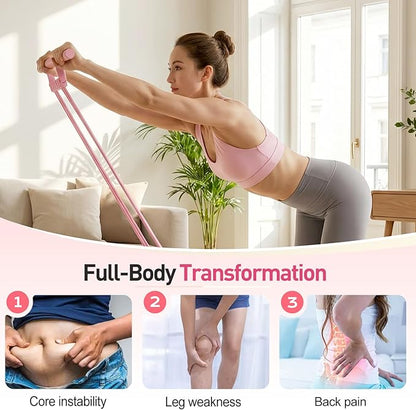 Pedal Resistance Band with Handle, 2026 New Upgrate 8 Tube Exercise Band 3‑in‑1 Multi-Function for Foot Pedal Pull, Back Stretch & Chest Expand, Portable Latex Fitness