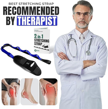 Stretch Strap with Loops Physical Therapy - Full Body Exercise Straps for Stretching with Detachable Foot - Leg & Calf Stretcher for Plantar Fasciitis, Physical Therapy, Pain Relief, and Flexibility