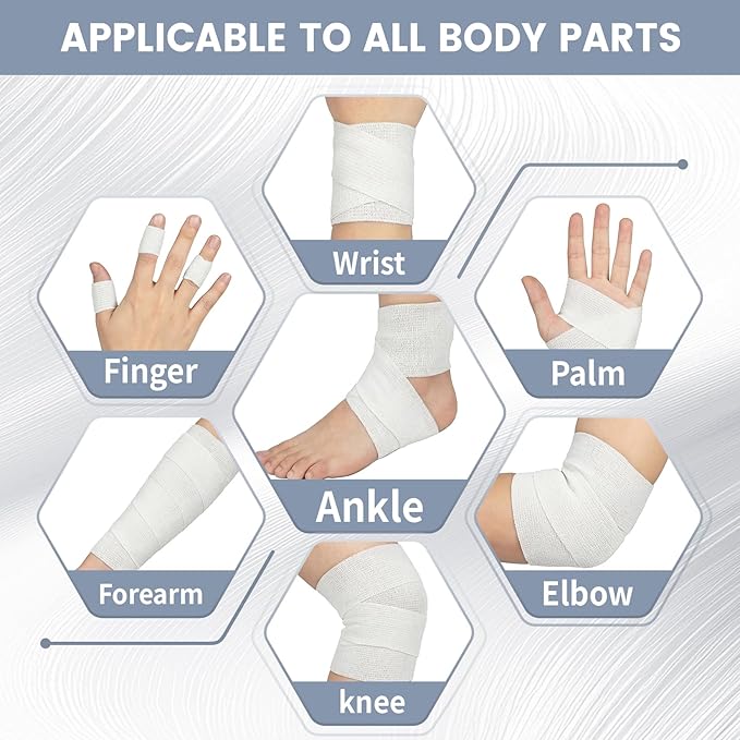 40 Pack Self Adhesive Bandage Wrap, 2 Inch Strong Compression Self Adherent Tape in White, Elastic Athletic Support for Wrist Ankle and Swelling Relief, Ideal for Wrist Ankle Thumb Support