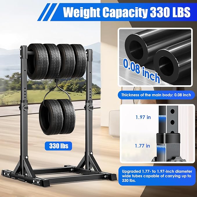 AFFLUENT Pull Up Bar Stand Free Standing Pull Up Bar Station 8 Adjustable Heights Power Tower for Home Gym Workout 330lbs Capacity