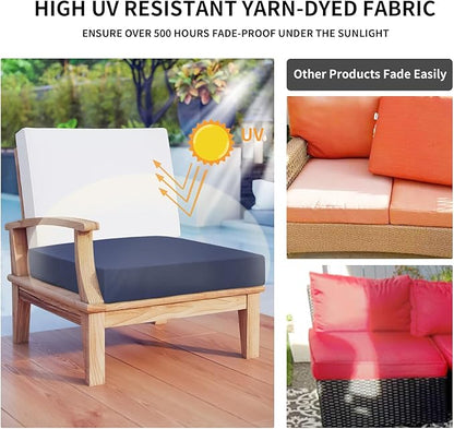 Easy-Going Waterproof Patio Cushion Covers ONLY Cover 24x22x4 inch 4 Pack Replacement Non-Slip Outdoor Seat Cushion Slipcover with Zipper. Navy