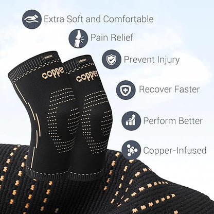 Copper Knee Braces for Men & Women – Knee Compression Sleeves for Pain Relief, Arthritis, Sports and Recovery