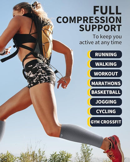 CAMBIVO 3-Pair Calf Compression Sleeves for Men & Women – Footless Socks for Shin Splints & Leg Pain Relief, 1 Pair Available