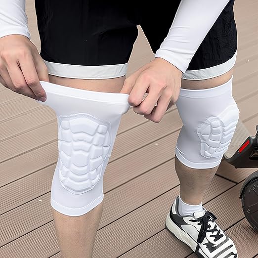 Wrestling Knee Pads for Kids Youth Adult, Knee Compression Sleeve for Basketball Volleyball Football, 1 Pair Short Knee Pads Sleeves ((#2) White-2pcs,Small)