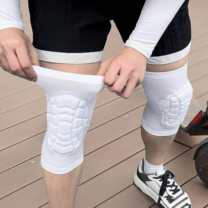 Wrestling Knee Pads for Kids Youth Adult, Knee Compression Sleeve for Basketball Volleyball Football, 1 Pair Short Knee Pads Sleeves ((#2) White-2pcs,Small)