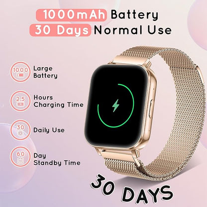 Smart Watch for Women, 30 Day+ Battery 44MM HD Smartwatch Compatible iPhone Android with Fitness Tracker/Bluetooth Calling/Heart Rate/SpO2/Sleep Monitor, 120+ Sports Modes, 3 Bands/Gift Womens