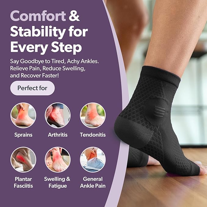 BraceAbility Neuropathy Socks (Pair) - Peripheral Neuritis Compression Diabetic Toeless Foot Sleeves for Nerve Damage Pain in Feet, Ankle Gout, Plantar Fasciitis Relief Brace for Men and Women (M - Purple)