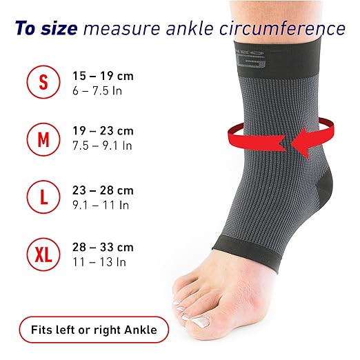 Neo-G Airflow Ankle Compression Sleeve - Sports, Daily Wear - Compression Ankle Brace, Tendonitis Support, Compression Ankle Support for Weak Ankles and Joint Pain - Airflow - S - Black