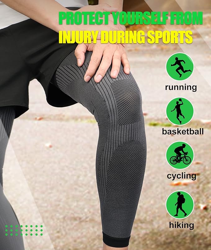 KEKING® Full Leg Compression Sleeves, Unisex, Thigh High Compression Stocking 20-30mmHg Graduated Support for Thigh Calf Knee, Running, Basketball, Reduce Varicose Veins and Swelling, 1 Pair, Black L