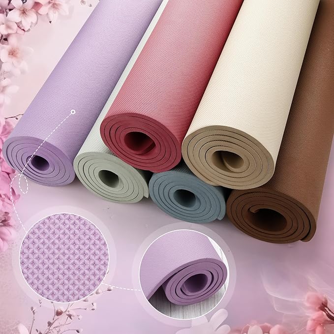 Timgle 6 Pcs 10mm Thick Yoga Mat Bulk 68 x 24 Inches Anti-slip Tear-resistant Exercise Mat Adult Gym Mats for Fitness, Stretching, Workout and Studio, Outdoor Yoga, Pilates