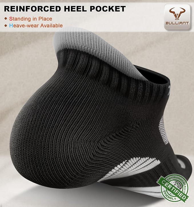BULLIANT Men Running Socks,Active Ankle Socks No Show For Men With Cushioned Footbed Arch Support Breathable Wicking