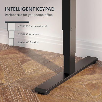 FLEXISPOT E6 3 Stages Dual Motor Electric Standing Desk 48x30 Inch Whole-Piece Board Height Adjustable Electric Sit Stand Desk(Black Frame + Brown Wood Grain Desktop, 2 Packages)