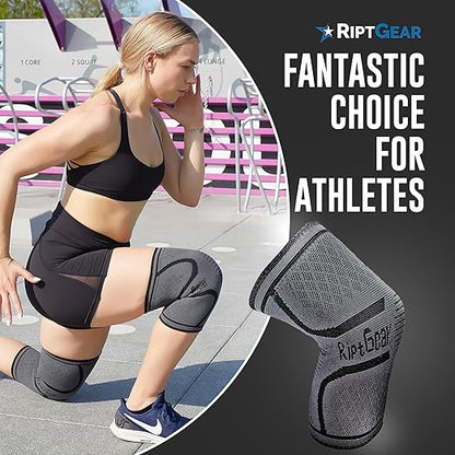 RiptGear Knee Compression Sleeve - Braces for Knee Pain - Compression for Arthritis, Meniscus Tear, Running, Walking - Support for Women and Men - Sleeves Weightlifting (Small, Gray (1 Pack))