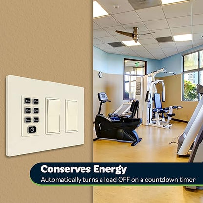 TOPGREENER 4-Hour Countdown Timer Switch, 5-10-30-60 Min 1-2-4 Hour Settings, for Fans and Lights, 120VAC 60Hz, 1/2HP, 150W LED, Neutral Wire Required, UL Listed, TGT06-4H-RT-LA, Light Almond
