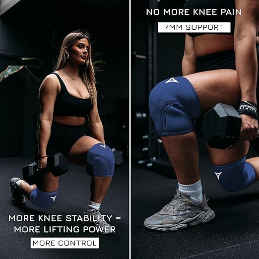 Breaking Limits Navy Blue Lifting Knee Sleeves Men (Pair) - 7MM Sleeves Weightlifting Men & Women - Powerlifting Knee Sleeves for Squats - Squat Knee Brace for Lifting - Rodilleras para Gym Hombre y Mujer (XS)