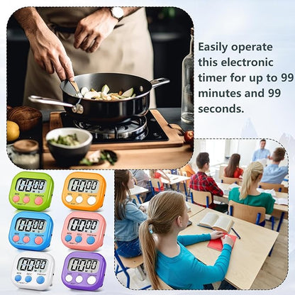 24 Pack Digital Kitchen Timer Magnetic Digital Timer with Big Display Loud Ring Cooking Timers for Kitchen Electronic Timer for Cooking, Bathing, Gym, Break Time, Classroom(6 Color)