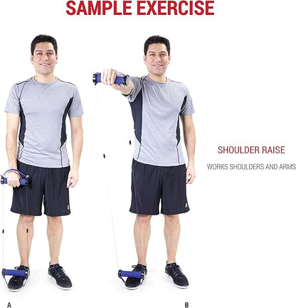 Gwee Gym - Resistance Bands Exercise Kit, LITE, Blue Exercise Bands, Build Lean Muscle with Workout Bands, Easily Portable, Includes an Accessory Kit, DVD, Travel Bag & Healthy Eating e-Book