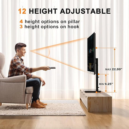 Universal Swivel TV Stand Base Table Top TV Stand for 32-75 Inch TVs 60 Degree Swivel, 12 Height Adjustable Monitor Mount Stand, Max VESA 600x400mm,Holds up to 99lbs TS204