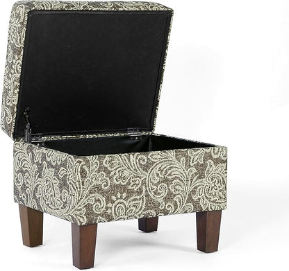 Home Decor | Dinah Collection Modern Storage Ottoman | Ottoman with Storage for Living Room & Bedroom(Brown Jacobean Print)