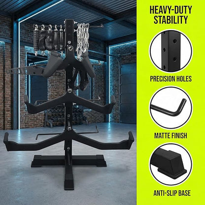 Cable Attachments Rack for Gym Accessories, Lat Pull Down Bar Organizer with Hooks, Home Gym Storage Rack for LAT Pulldown Attachments