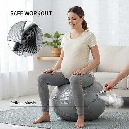 Extra Thick Yoga Ball with Training Instruction, Anti-Burst Slip Resistant Exercise Ball with Pump for Pilates,Physical Therapy,Pregnancy Stability,Birthing Ball 22in 26in 30in