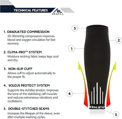 NEWZILL Compression Calf Sleeves (20-30mmHg) for Men & Women Perfect Option to Compression Socks for Running Travel Nursing