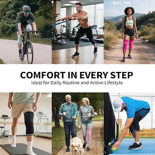 CAMBIVO Knee Brace for Women and Men (2 Pack), Ultra-Thin Lightweight Knee Compression Sleeve (Black, Medium)