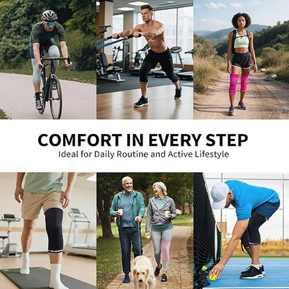 CAMBIVO Knee Brace for Women and Men (2 Pack), Ultra-Thin Lightweight Knee Compression Sleeve (Gray, XX-Large)