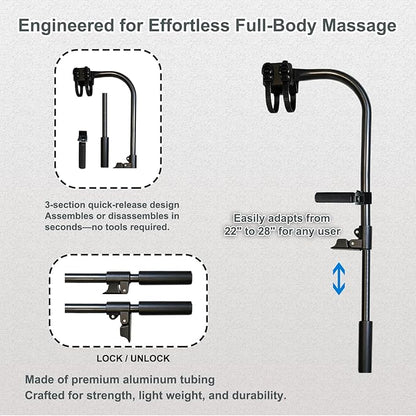 Adjustable Massage Gun Holder with 22"-28" Length Range for Back, Neck, and Shoulders – Compatible with Most Massage Guns, Ergonomic Design for Hard-to-Reach Areas, Ideal Gift for Women and Men