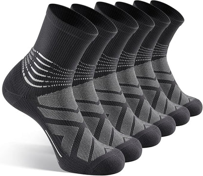 IRAMY Compression Ankle Support Crew Socks Men Women Wicking Plantar Fasciitis Relief Running Hiking Socks 3 Pairs
