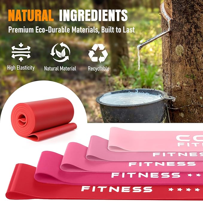 Resistance Bands for Working Out, Exercise Bands Resistance Bands Set with 5 Resistance Levels, Latex Loop Bands for Women Men, Workout Bands for Legs, Glutes, Strength Training, Yoga, Home Gym