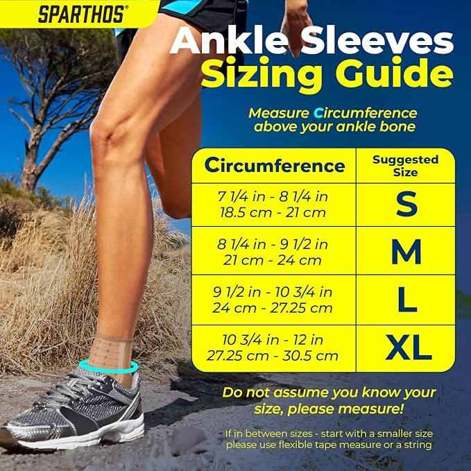 Sparthos Ankle Compression Socks (Pair) - Plantar Fasciitis Ankle Brace with Arch Support - for Men and Women - Foot Sleeves - Relieve Heel Pain Reduce Swelling, Achilles Tendon Treatment (Beige-L)