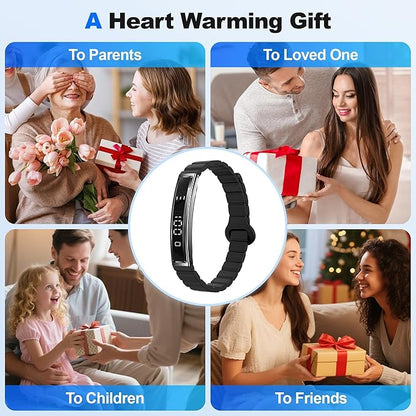 Smart Bracelet for Women, Health Activity Fitness Trackers, 24/7 Heart Rate, Blood Oxygen & Stress Monitor, 24H Sleep Tracker, Smart Wristband with Free APP 2 Bands, Black