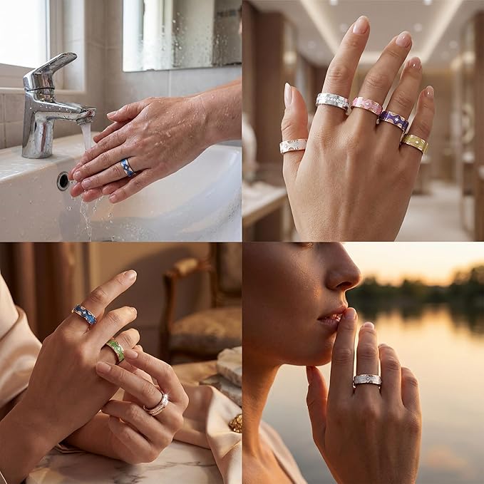 Smart Ring for Women Gift, Fitness & Vital Signs Monitoring, Sleep Tracker/Remote Photography/No Subscription(Blue,10#)