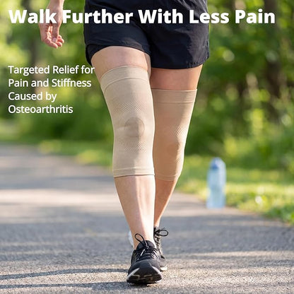 Knee Compression Sleeves, 1 Pair, Can Be Worn Under Pants, 20-30mmHg Strong Support Knee Brace for Unisex, Knee Support for Meniscus Tear, Arthritis, Pain Relief, Injury Recovery, Daily Wear,Beige XXL