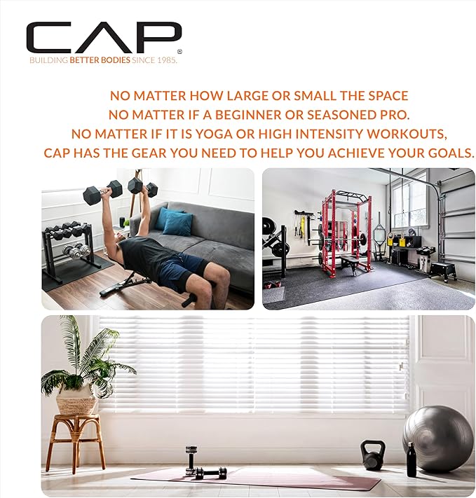 CAP Barbell Rubber Coated Hex Dumbbell Set with Vertical Rack | 100-300 lbs Free Weights Dumbbells Set for Home Gym | Multiple Options