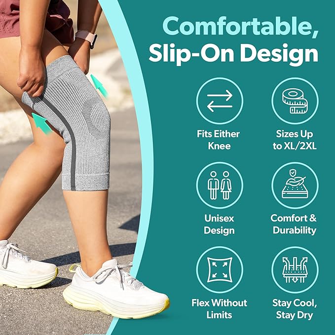 BraceAbility Knee Compression Sleeve - Knit Knee Pain Brace for Men and Women, Arthritis Relief, Meniscus Tear, Running, Workout, Sports, Swelling, Athletic Support for Joint Stability (M/L Black)