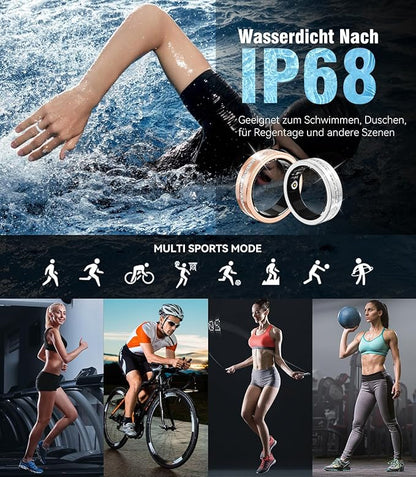 10 Gen Diamond Smart Ring and Wireless Charging Case【Industry Ranking No.1 – 0 Measurement Error】 2026 Smart Ring for Women & Men for Sleep Tracking Wearable Device,Fitness Ring【Gold 7#】