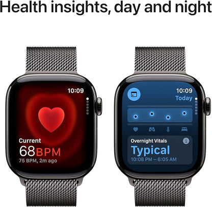 Apple Watch Series 10 [GPS + Cellular 42mm] with Slate Titanium Case with Slate Milanese Loop. Fitness Tracker, ECG App, Always-On Retina Display, Carbon Neutral with AppleCare+ (2 Years)