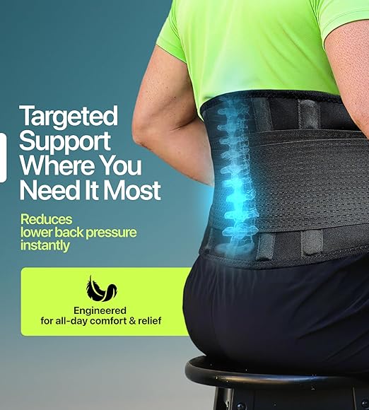 Plus Size Back Brace for Lower Back Pain Relief – Adjustable Lumbar Support Belt for Women & Men, Lower Back Support for Herniated Disc, Sciatica & Heavy Lifting, Workout Back Support Brace, Size 5XL