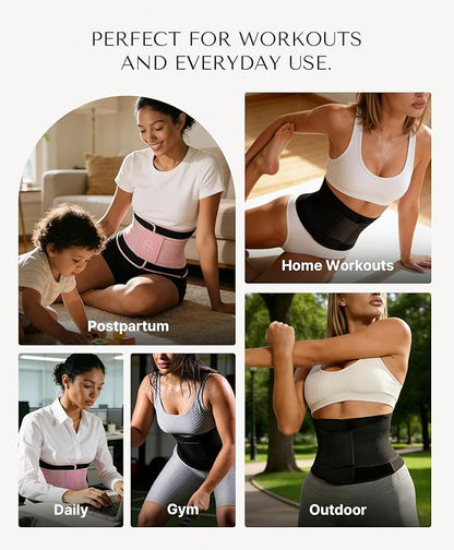 SHAPELLX Sauna Waist Trainer Women Tummy Control Waist Trimmer Cincher Ab Belt with Triple Wrap Sauna Suit for Workout