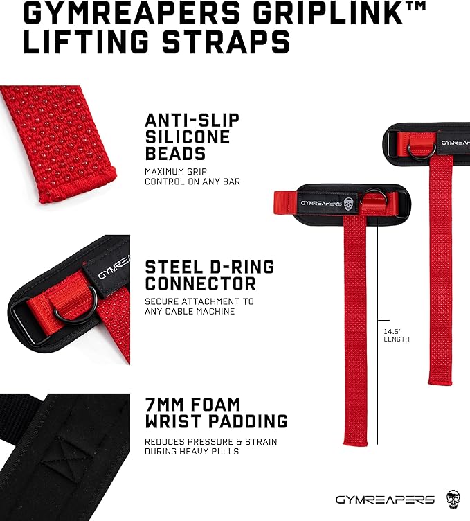 Gymreapers GripLink D-Ring Lifting Wrist Straps
