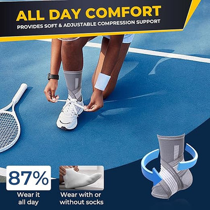 NeoTech Care Adjustable Ankle Support Brace (Gray, Size M, 1 Pair)